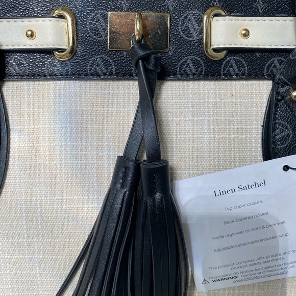 Adrienne Vittadini Sardinia Signature Linen Satchel - Picture 3 of 5